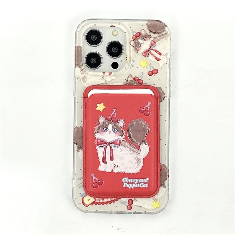Elliure - Cat Magnetic (compatibel met MagSafe) telefoonhoesje / kaarthouder - iPhone 16 Pro Max / 16 Pro / 16 Plus / 16 / 15 Pro Max / 15 Pro / 15 Plus / 15 / 14 Pro Max / 14 Pro / 14 Plus / 14 / 13 Pro Max / 13 Pro / 13 / 13 Mini