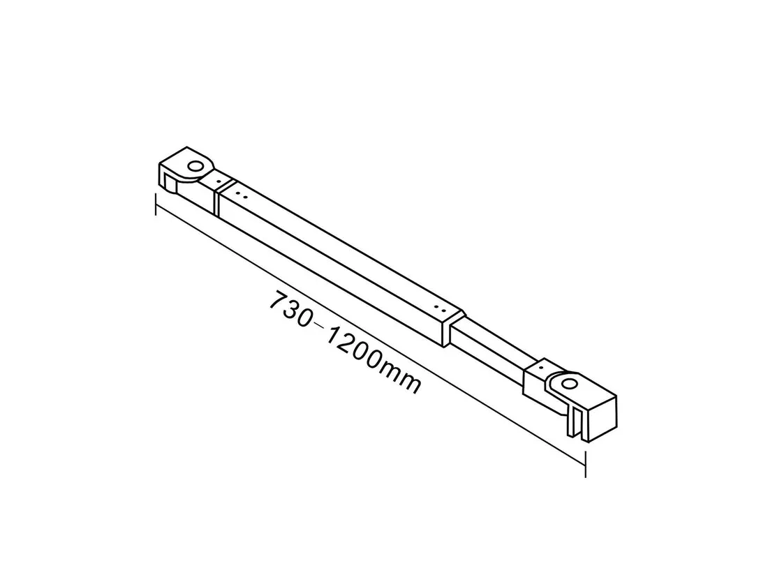 Paroi de douche à l'italienne 140x200cm en verre 8mm securit anticalcaire, avec barre de fixation 73-120cm en carré - Noir Mat