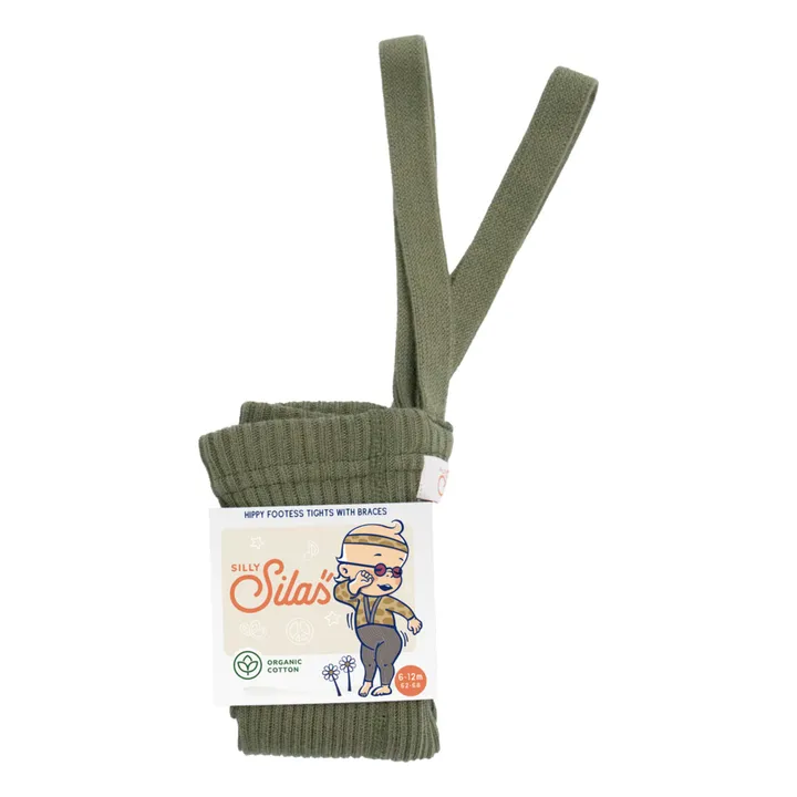 Silly Silas Collants à Bretelles Hippy Coton Bio Sans Pieds | Olive