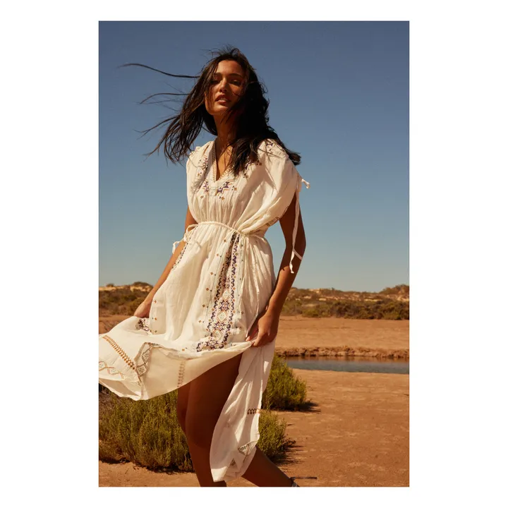 Alma Deia Robe Kaftan Brodée | Blanc cassé