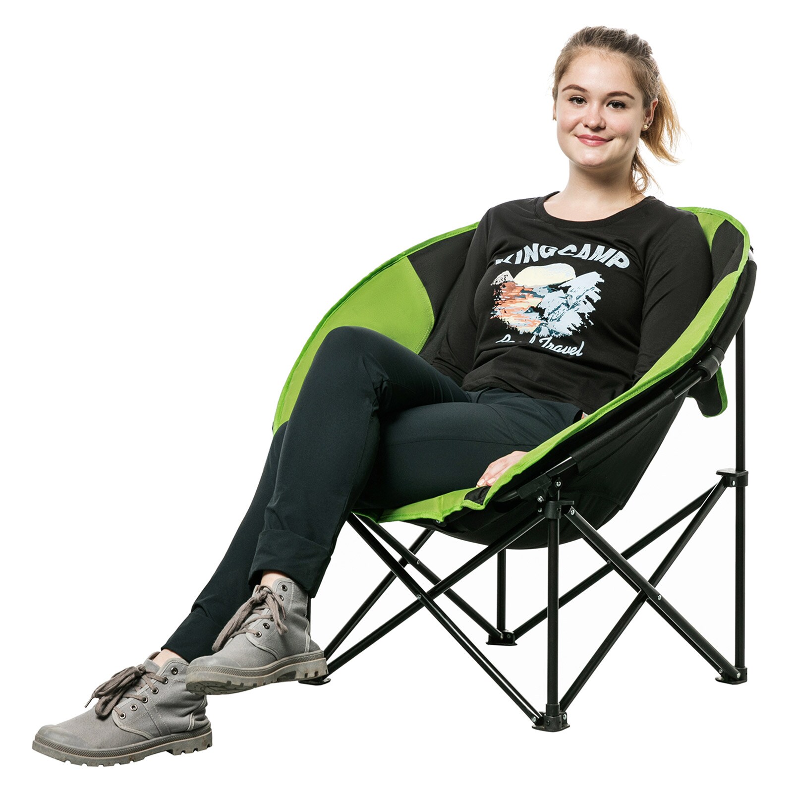 KINGCAMP MoonChair L Camping Klapp Stuhl Falt Sessel Garten Angel Outdoor 120 kg Farbe: blau