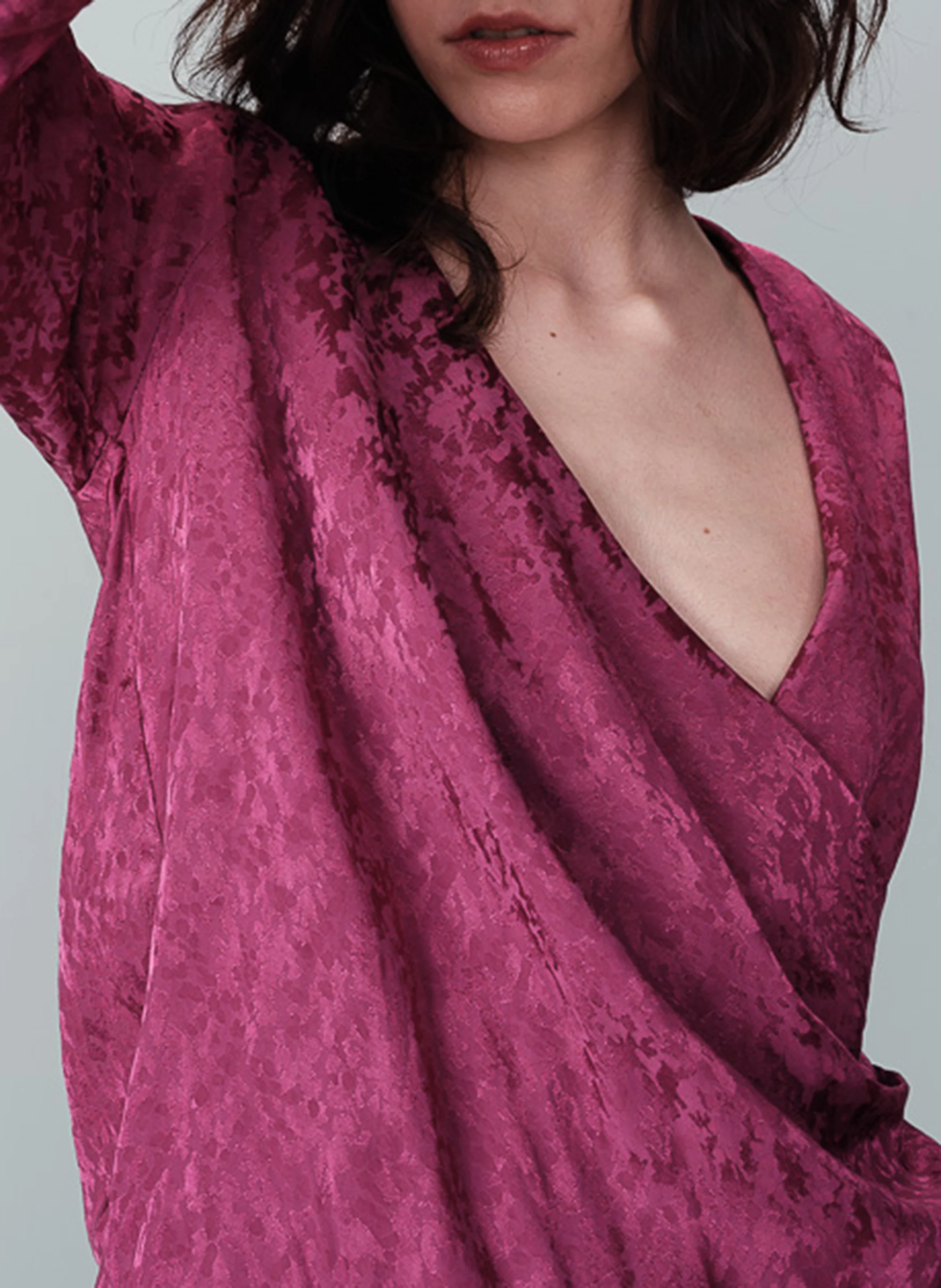 NONNA - Blouse droite cache-cœur drapée | Rose