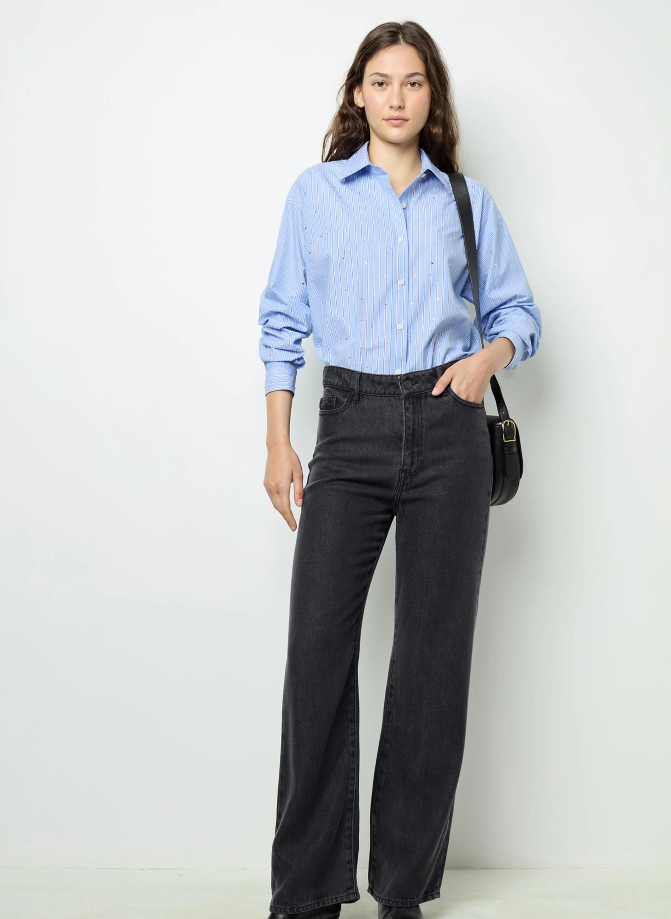 BALLIE - Chemise droite col classique en coton | Bleu