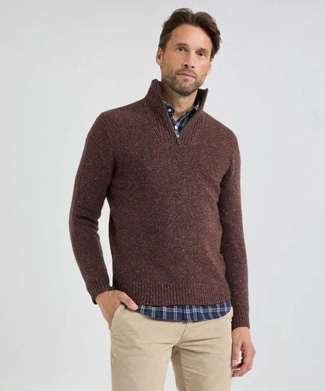 McGregor - Half Zip Trui - Bruin - Merinowol - Heren