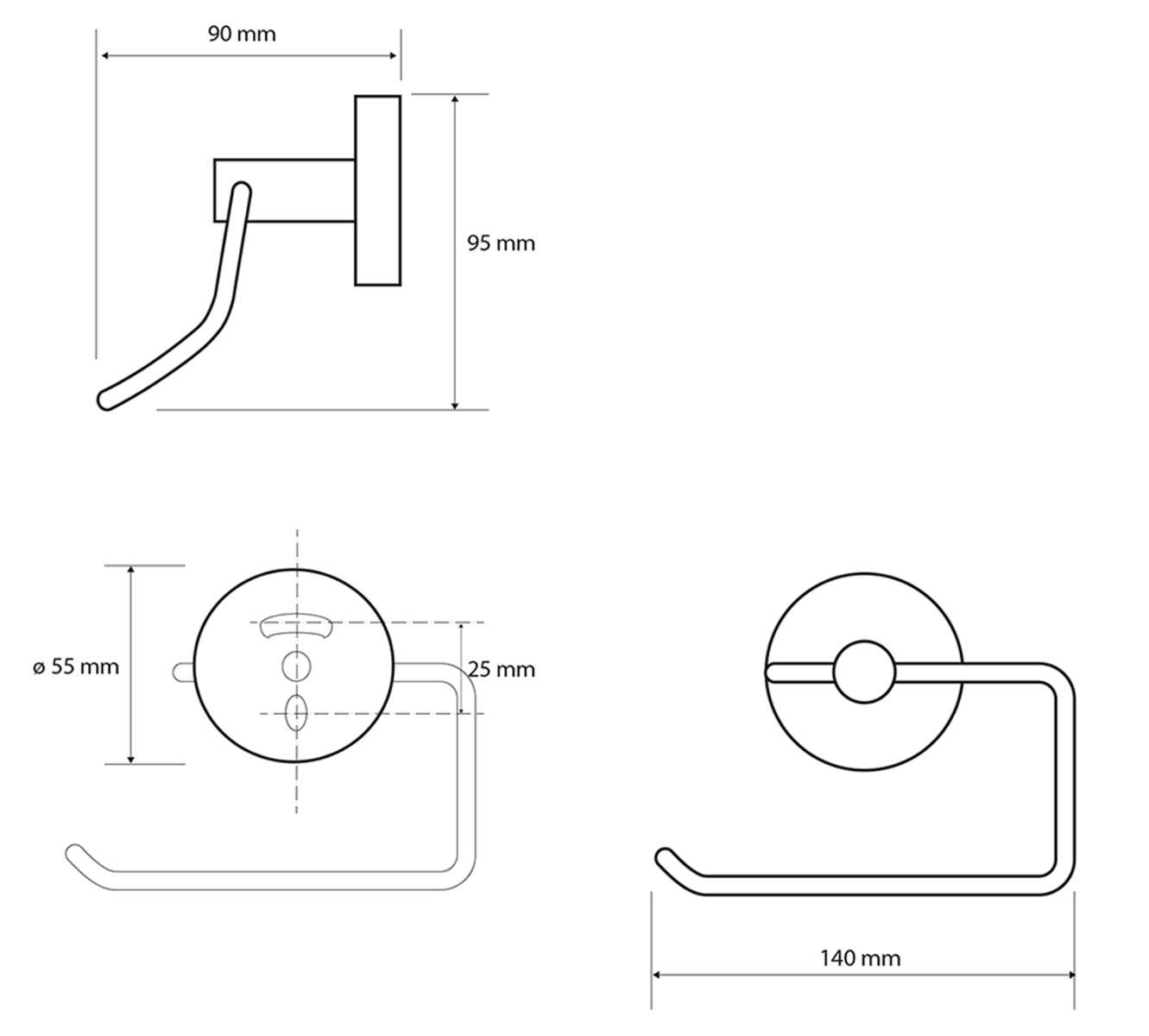 Sapho X-Round toiletrolhouder zonder klep wit