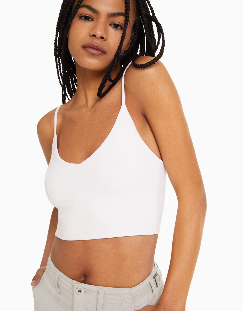 Top cropped de alças finas