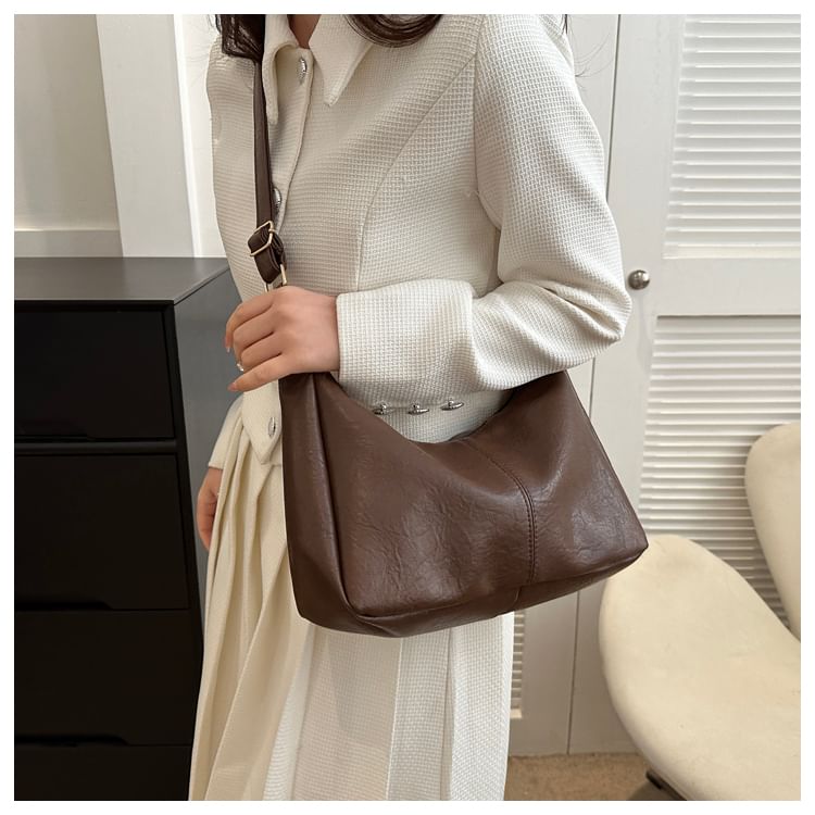 Maorong - Effen imitatieleren crossbodytas