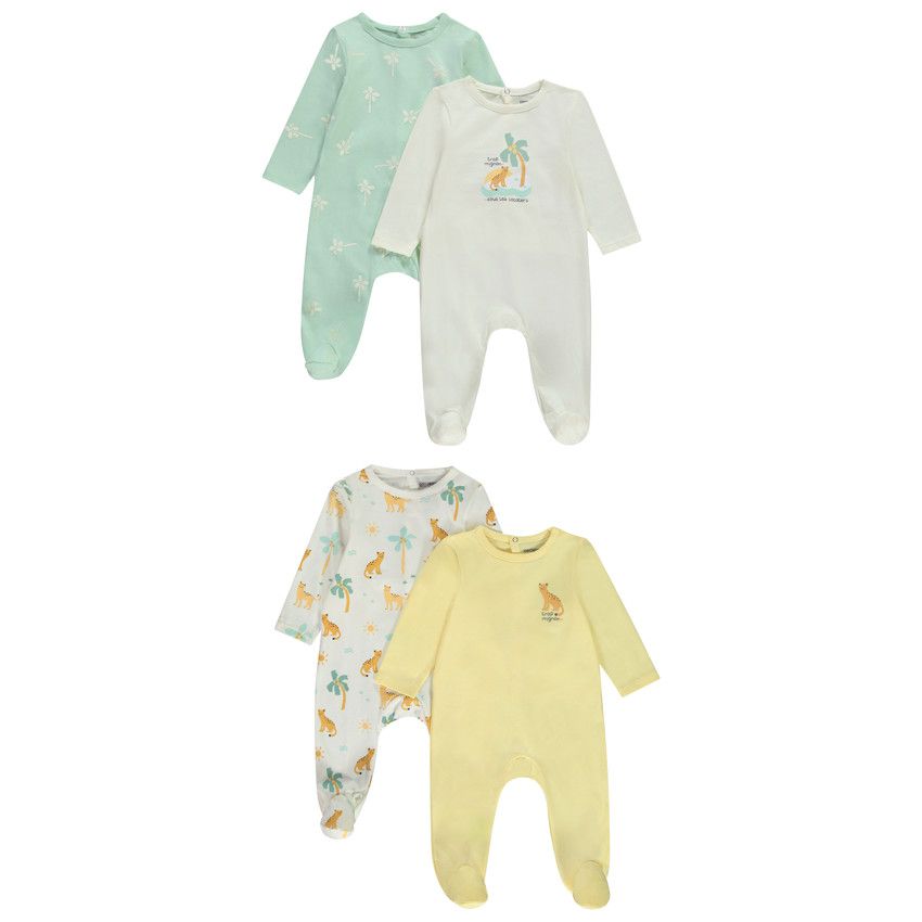 Lot de 4 dors-bien fantaisie en jersey pour bébé garçon - Ecru