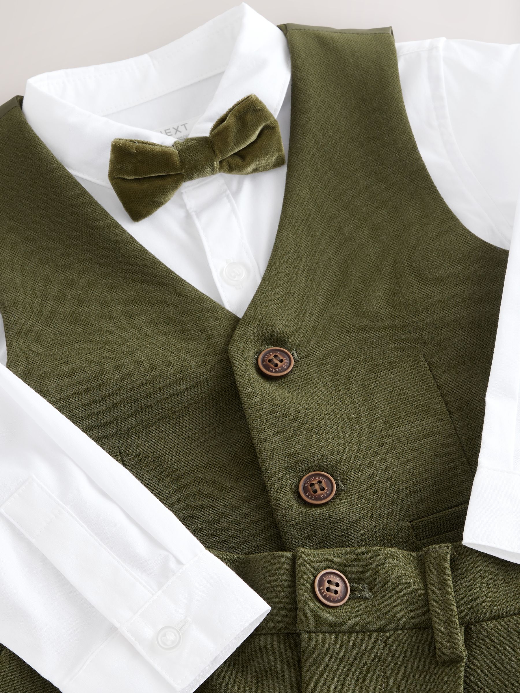 Kakigroen - Set van gilet, overhemd, broek en vlinderdas (3mnd -9jr)