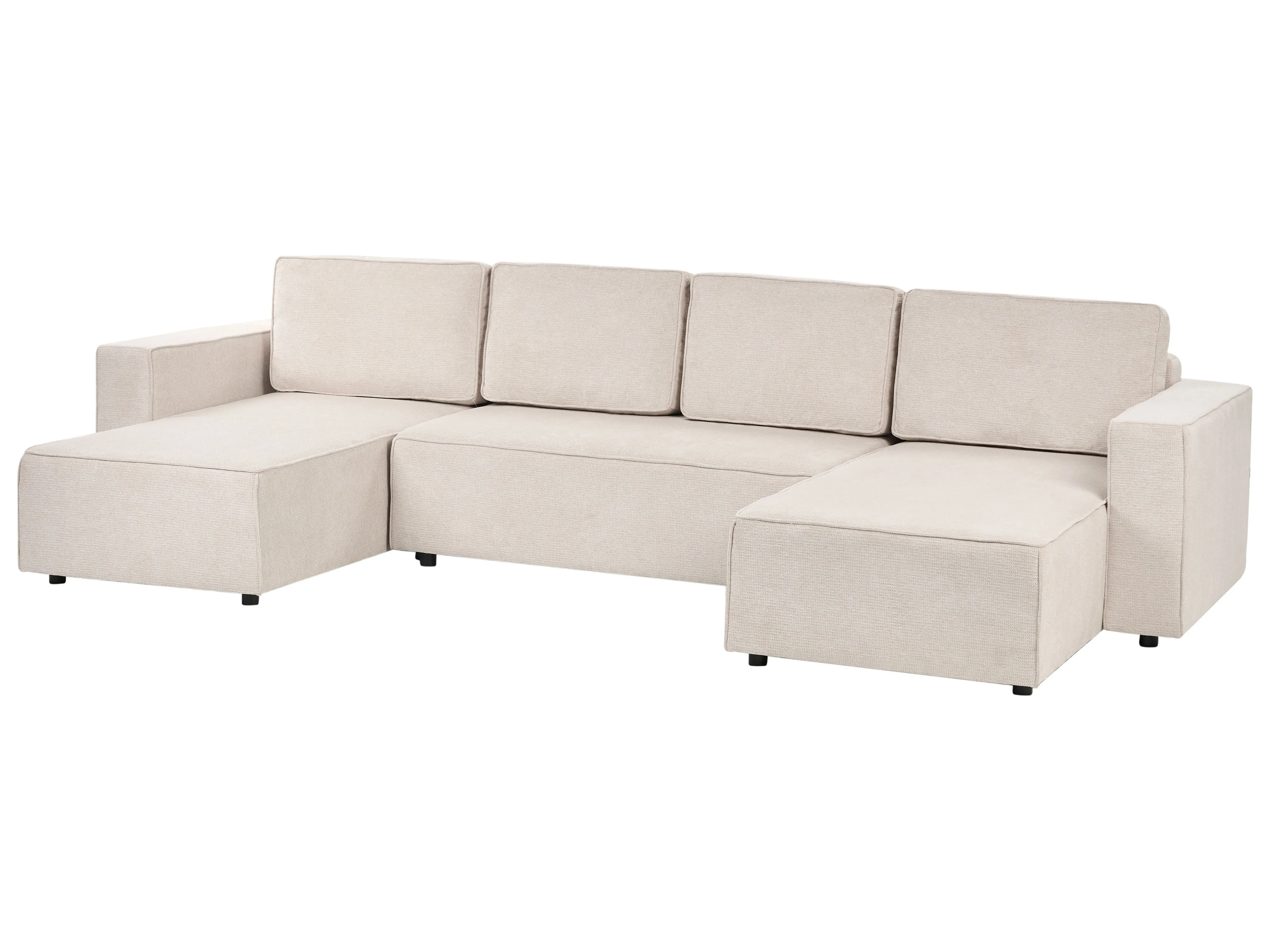 U-vormige slaapbank 4-zits VATNE Stof Lichtbeige met opbergruimte