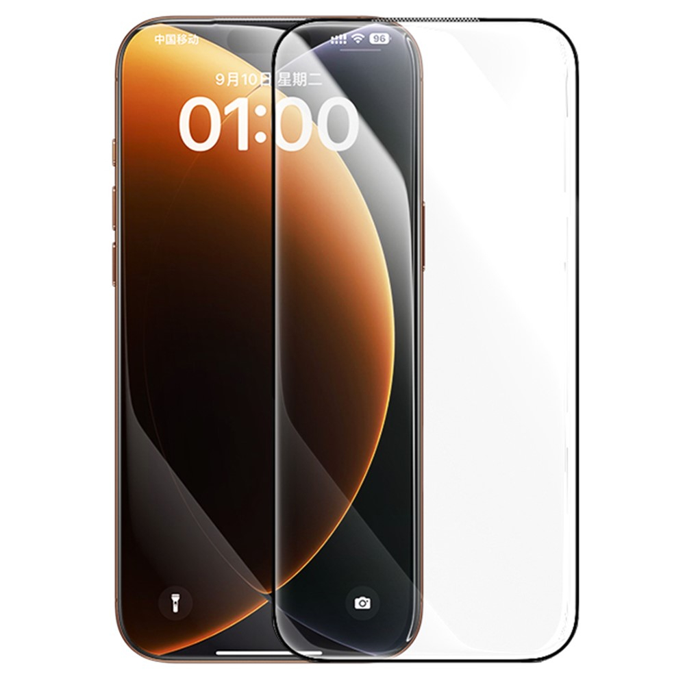 iPhone 17 Vollbild Display Schutzglas mit Rahmen   Montagerahmen
