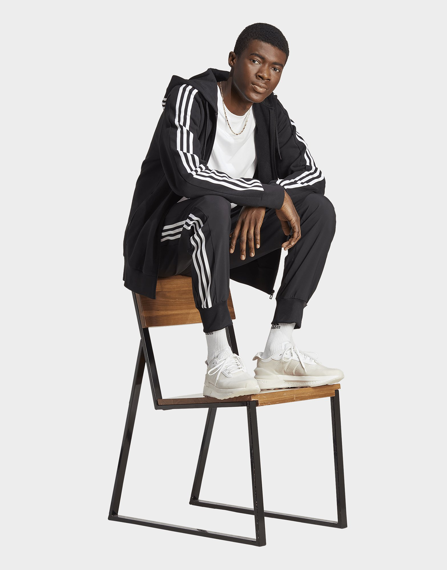 adidas Veste à capuche zippée 3 bandes Essentials