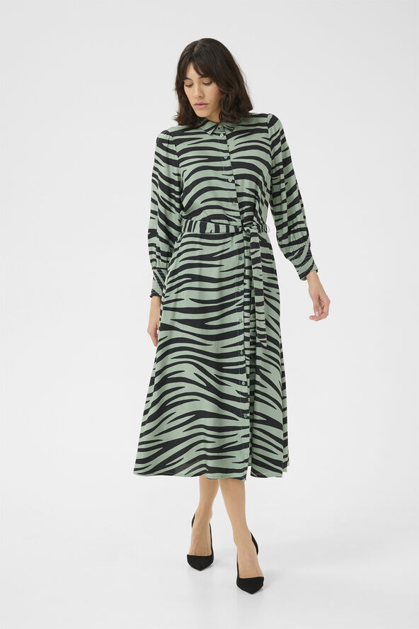 Kaffe KAemine Olga Dress Green/black animal