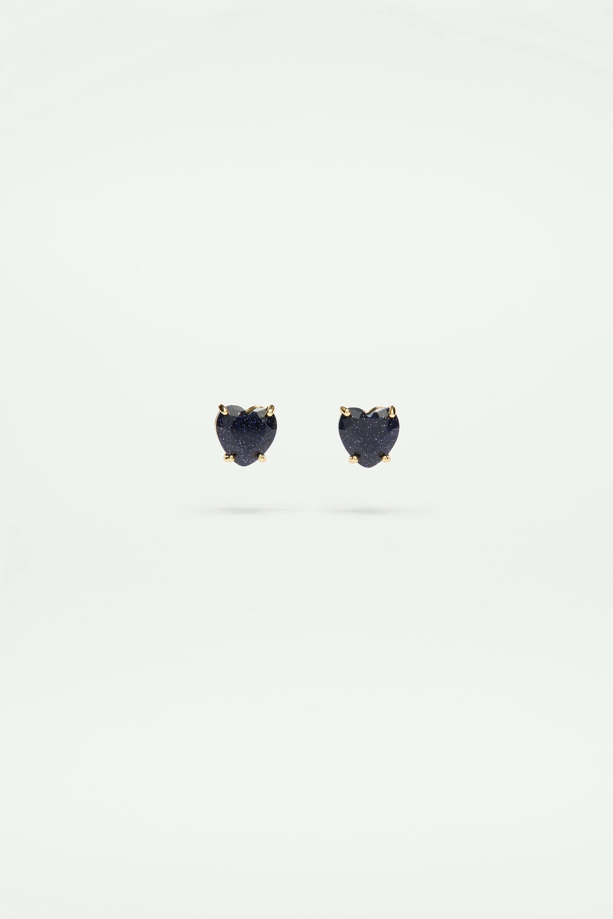 Boucles d'oreilles pierre cœur la diamantine bleu nuit pailleté | Bleu