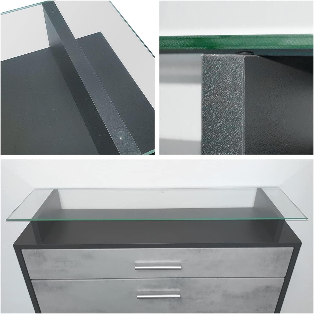 Vladon Garderobe Malea, Garderobenset bestehend aus 1 Hängeschuhschrank, 1 Wandspiegel und 2 Garderobenpaneele, Anthrazit matt/Bordeaux Hochglanz, inkl. LED-Beleuchtung weiß