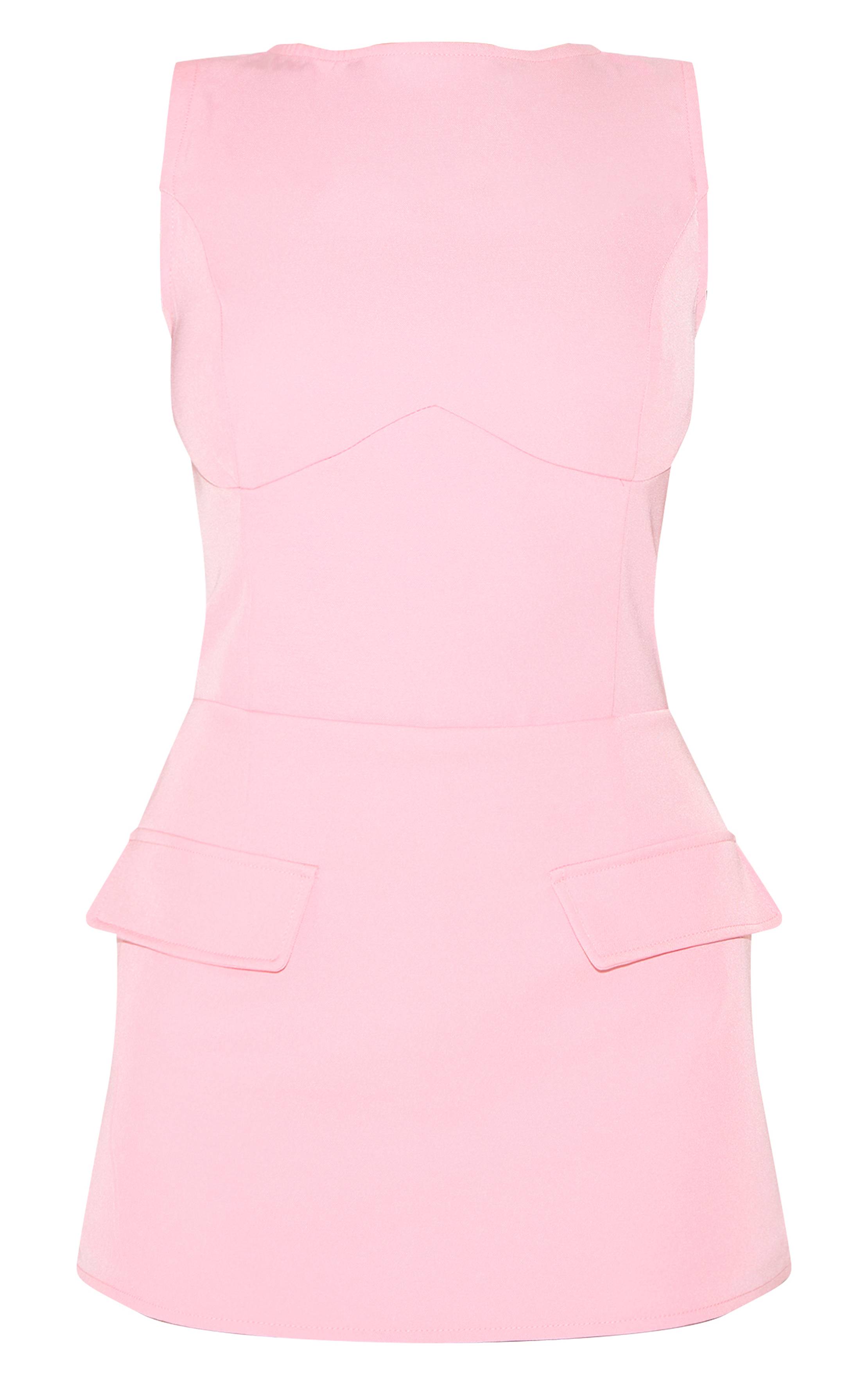 Rose Bonbon Combi-short Jupe-short Sans Manches Avec Détail De Poches En Tissu Tissé