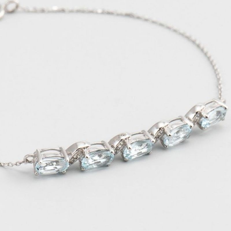 Bracelet Or Blanc Diamant et Topaze