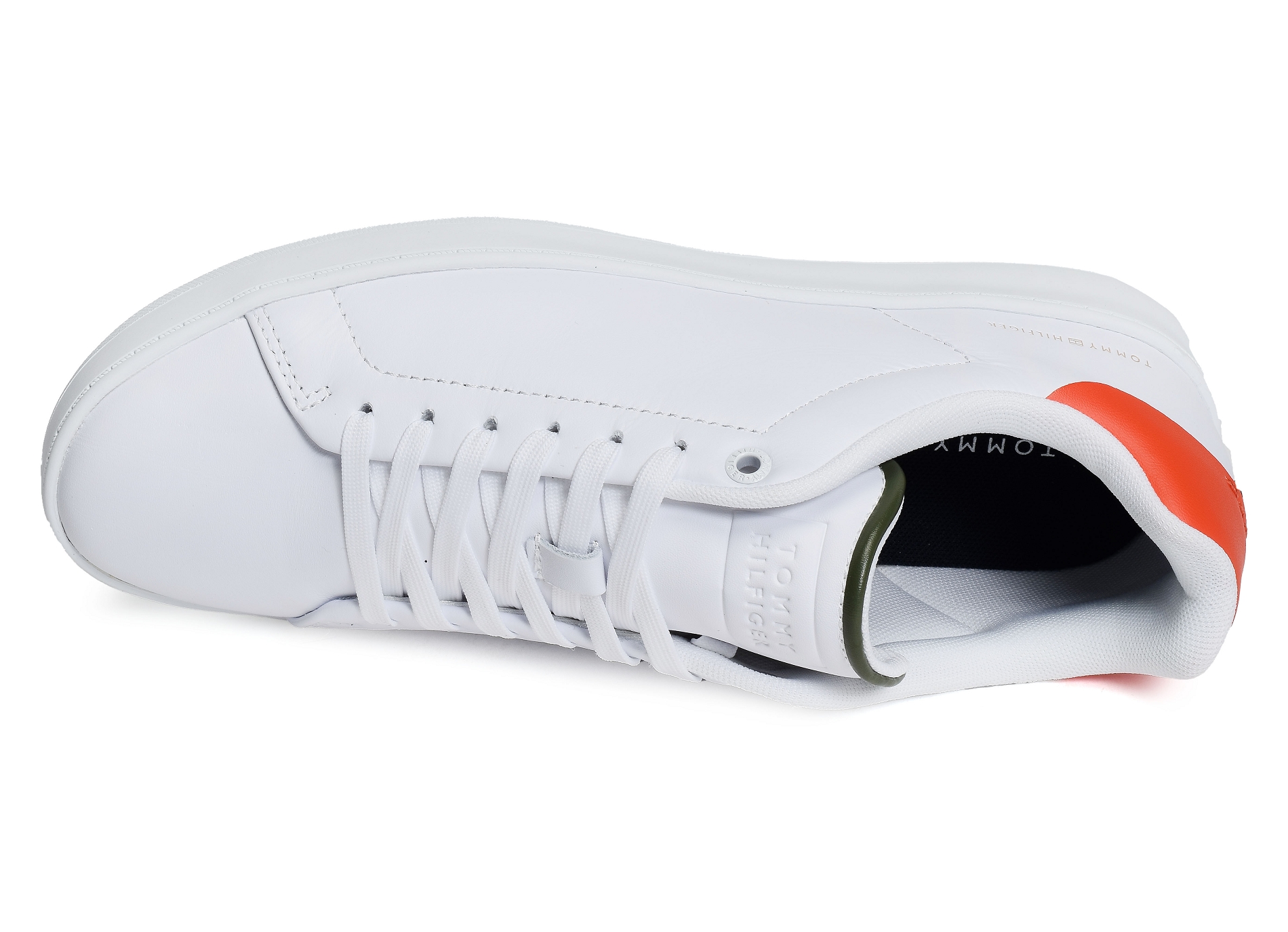 Court sneaker leather cup 4483 blanc orange