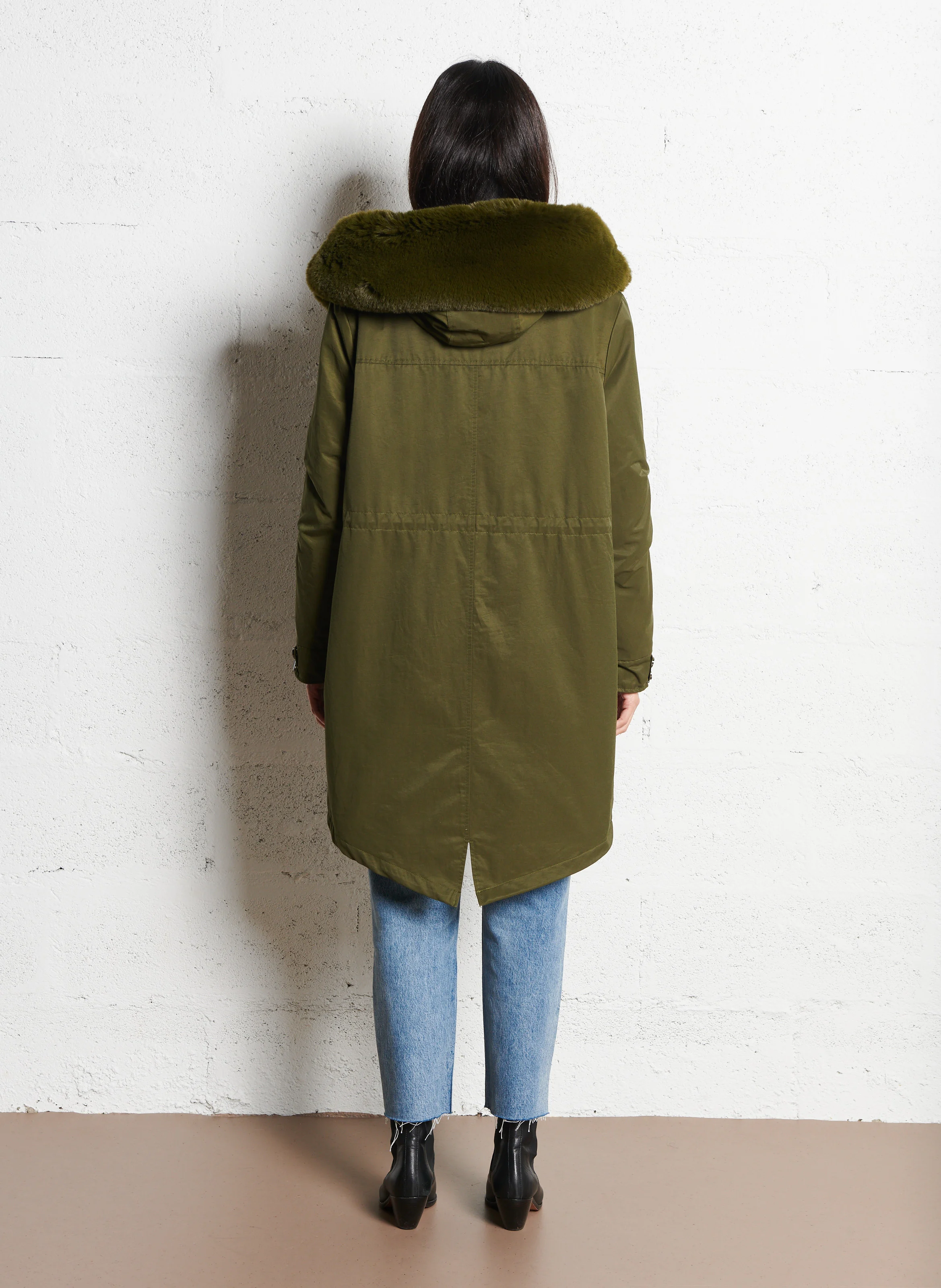 MOLKI - Parka à capuche fourrure en coton | Vert