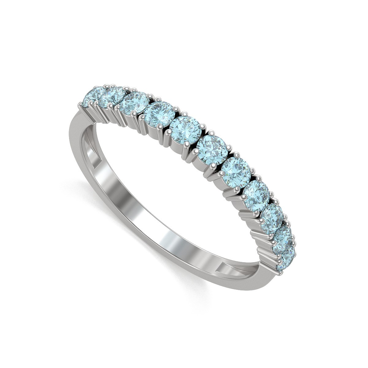 Bague ADEN Or 585 Blanc Aigue-Marine 1.64grs