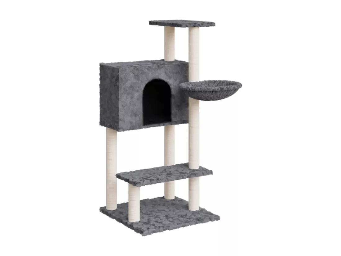 Arbre à chat avec griffoirs en sisal Gris foncé 108,5 cm