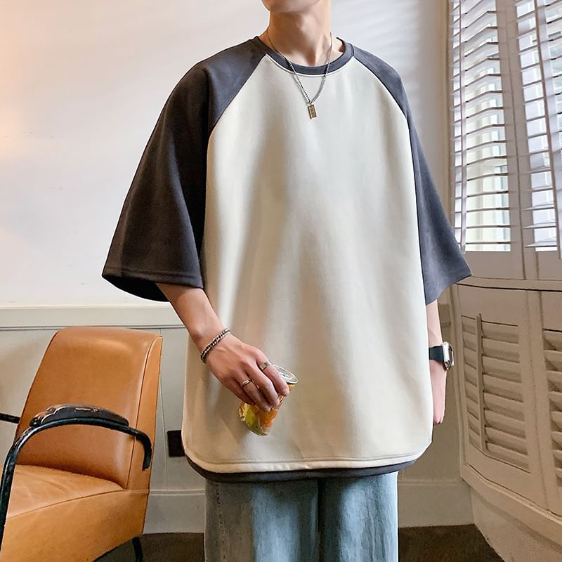 Obikan - Oversized T-shirt met ronde hals en raglanmouwen