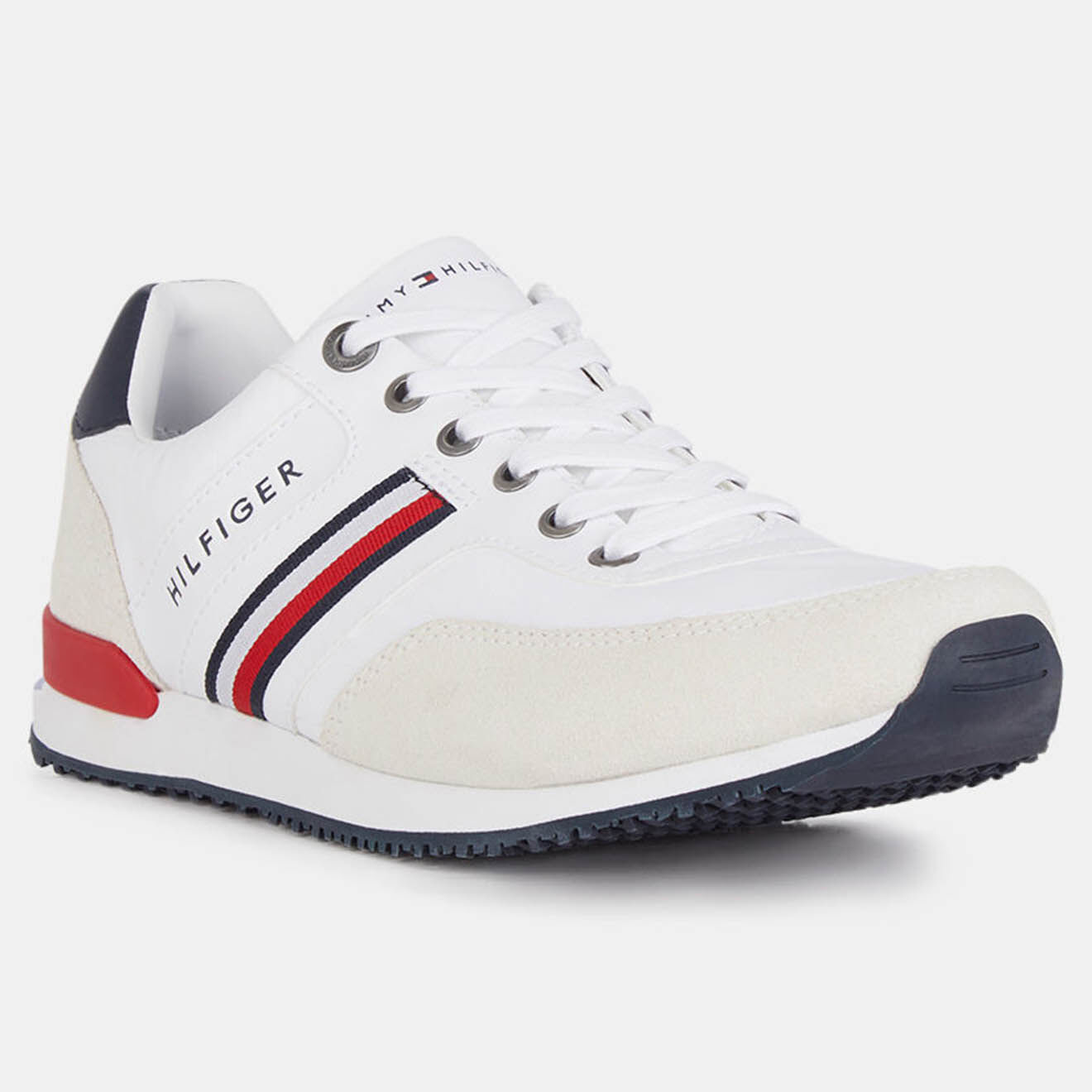 Tommy Hilfiger Baskets en Cuir Runner Iconic Material Mix blanches