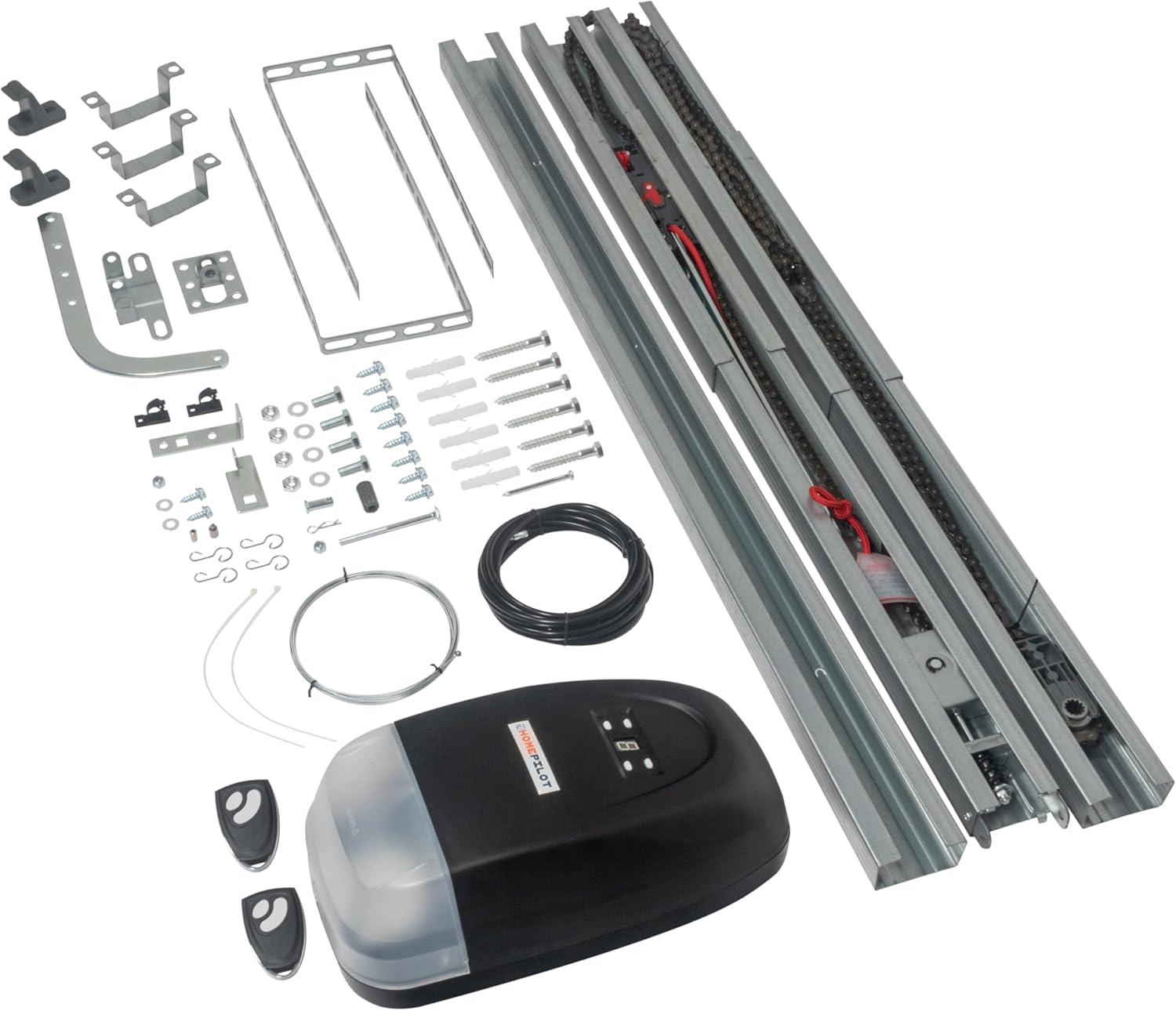 HOMEPILOT Garagentorantrieb classic, Komplettset 700N Torantrieb Soft-Start/-Stopp zum Nachrüsten für Schwingtor & Sektionaltor bis ca. 10,5m² (Set inkl. Antriebsmotor, Handsender + Notentriegelung)