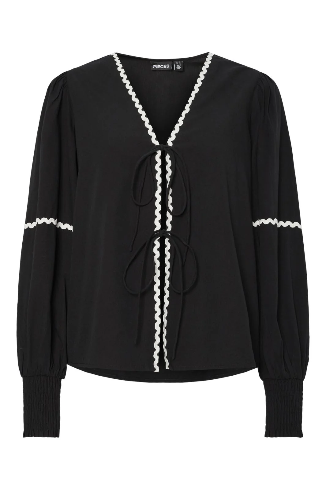Pieces Pcnervia Ls Tie Top 4824652 black bright white