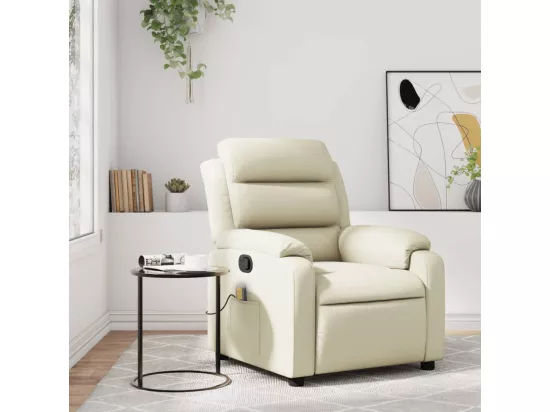 Fauteuil inclinable massant Crème Similicuir