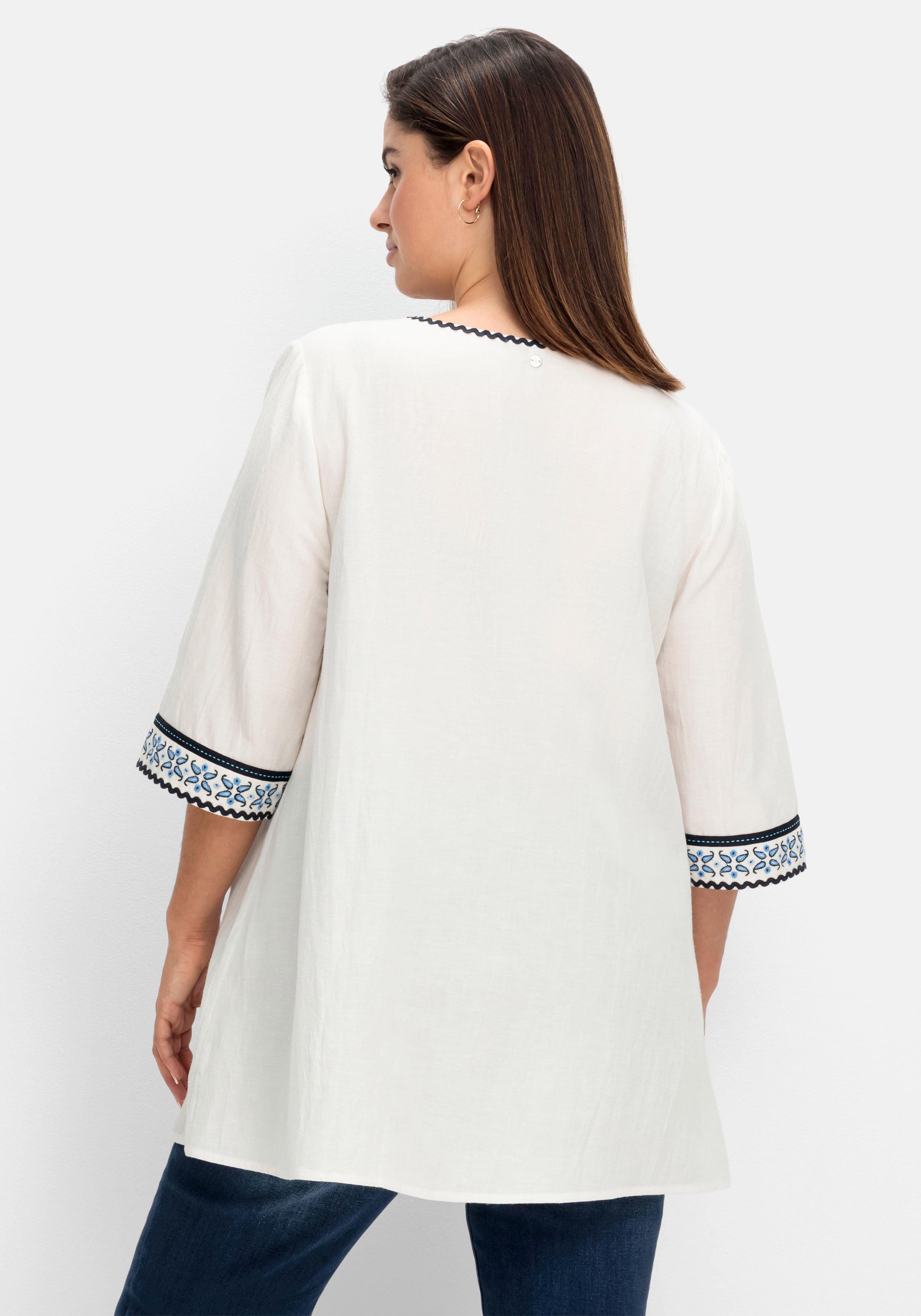 Bestickte Tunika mit Leinen-Anteil