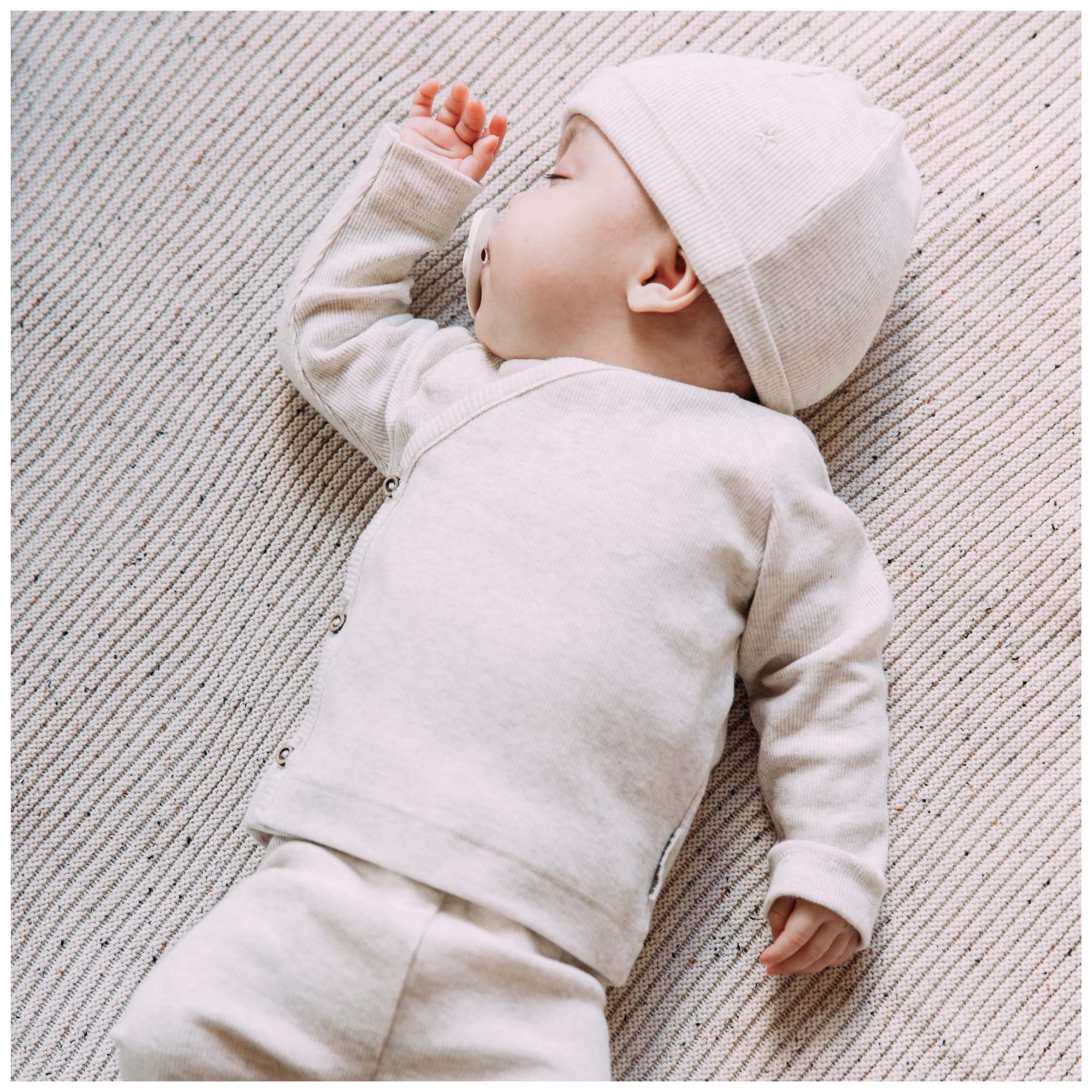Sweet Petit Mini overslagshirt rib lange mouwen effen beige