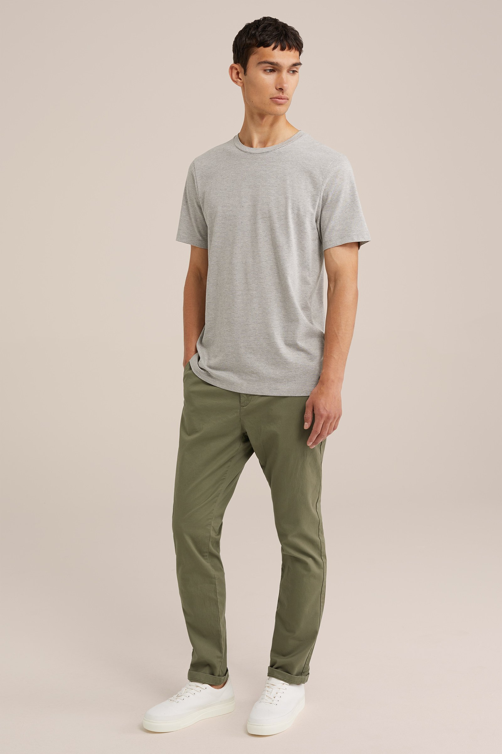 slim fit chino met stretch Fundamentals Olijfgroen