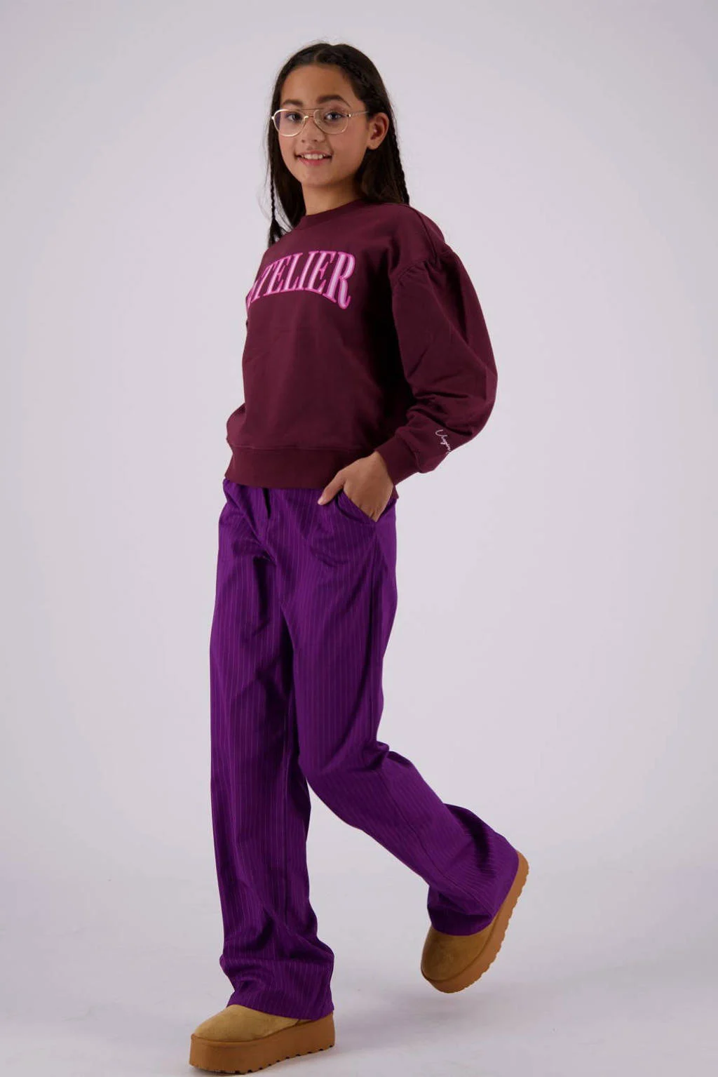 Vingino sweater Noran met tekst wijnrood