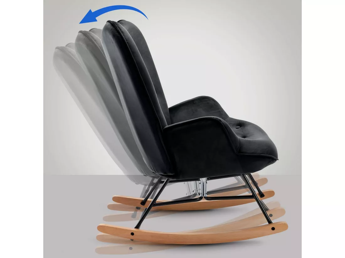 Chaise à bascule - Velours & Métal - Noir - Sanka