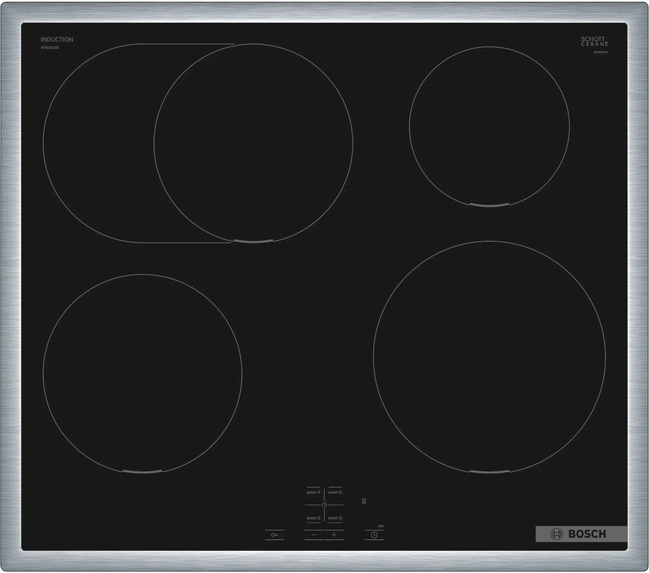 Serie 4 Inductiekookplaat 60 cm bediening uitsluitend op bijpassende oven, opbouwmontage met rand