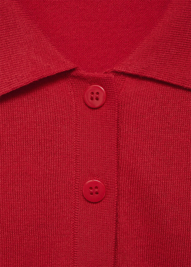 MANGO Fine knit polo neck vest Red