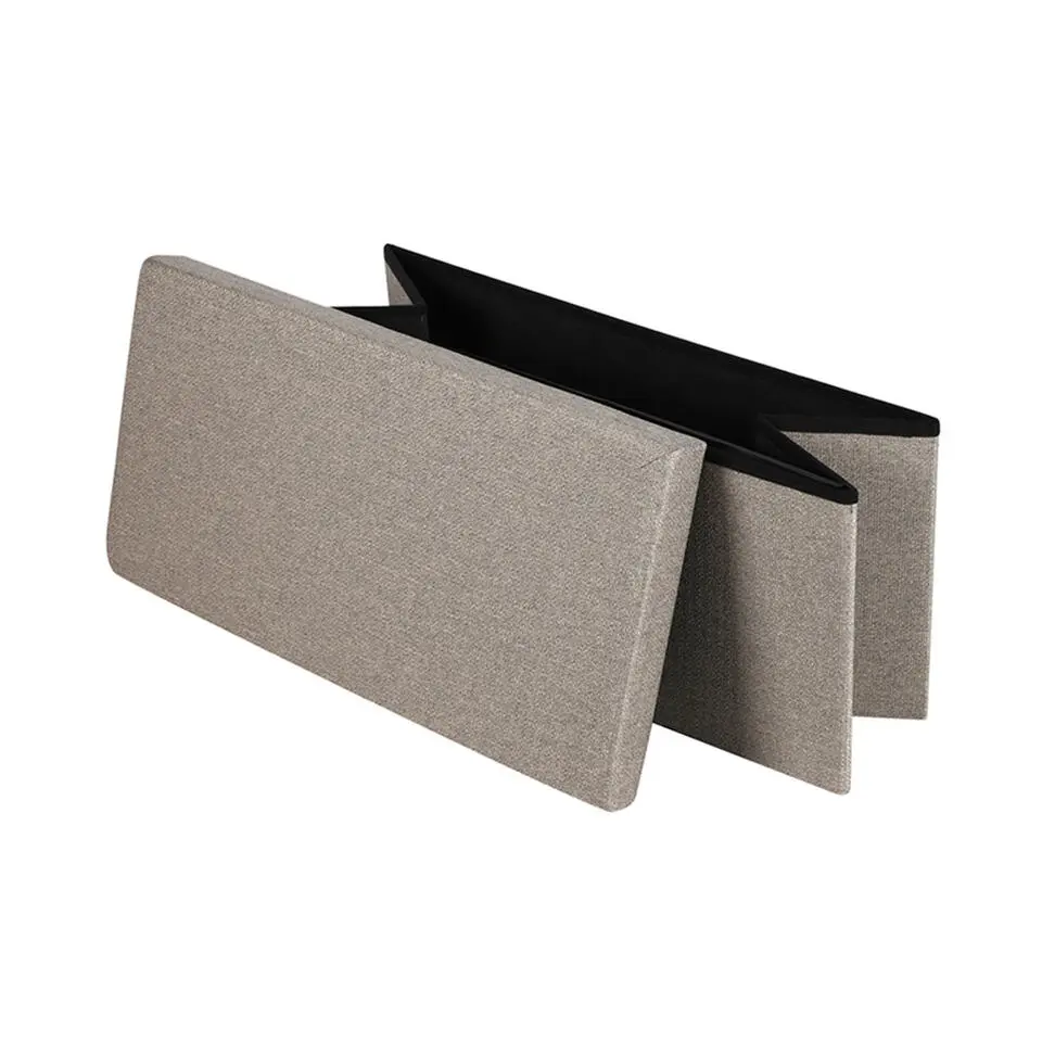 Urban Living poef/hocker/opbergbox - grijs - mdf - 76 x 38 x 38 cm