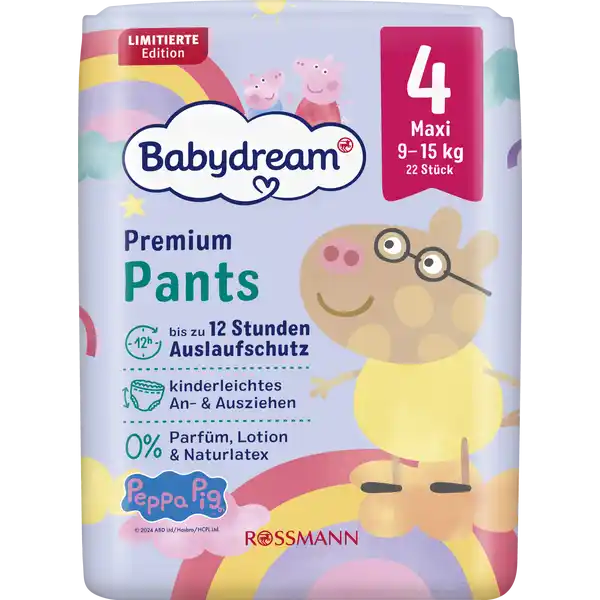Premium Pants Gr. 4 Maxi, 9-15 Kg, 22 Stück Peppa Wutz Edition