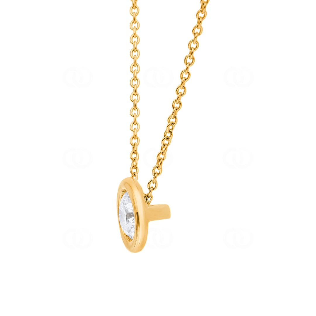 Collier mit Anhänger 750/18 K Gelbgold mit GIA-Diamant 0.70 ct H/si in Zargenfassung