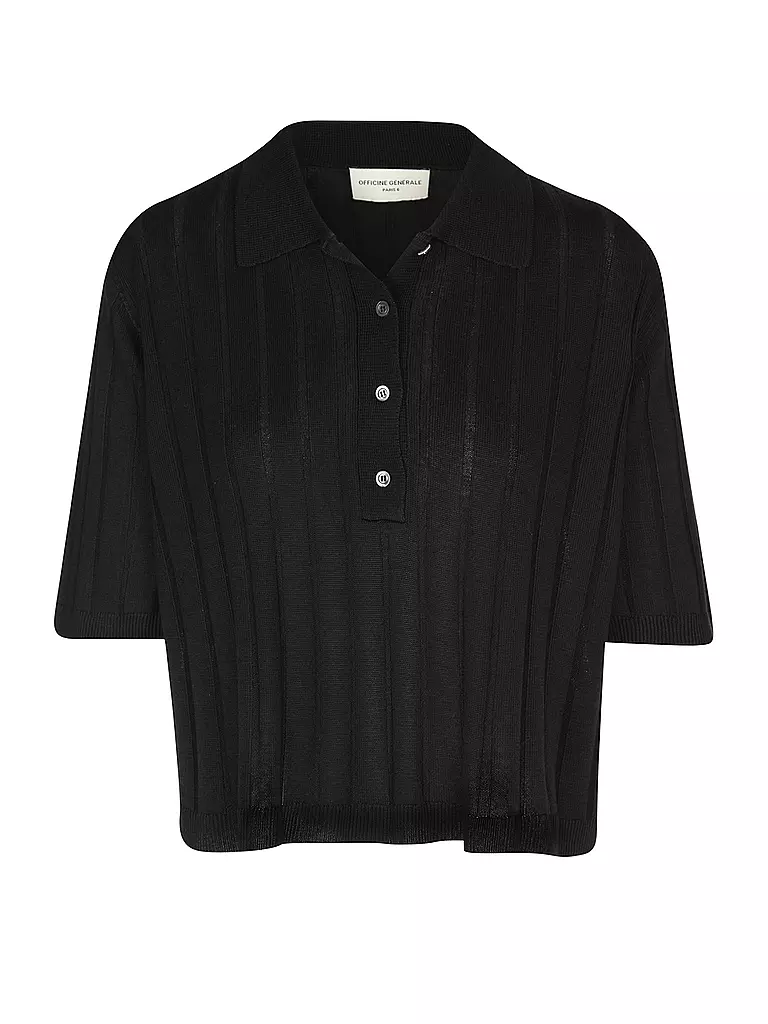 OFFICINE GENERALE Poloshirt 3/4 Arm schwarz