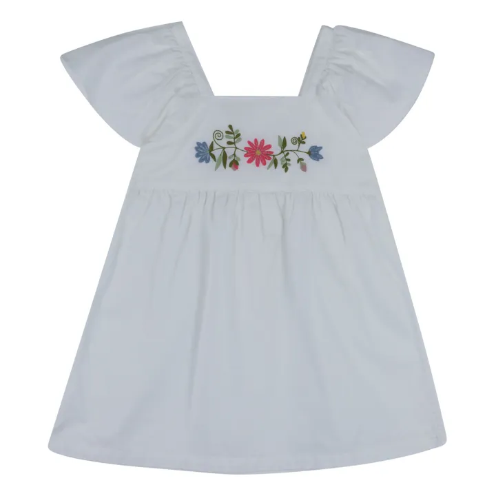 Babe & Tess Robe Brodée Fleurs Orsola | Blanc