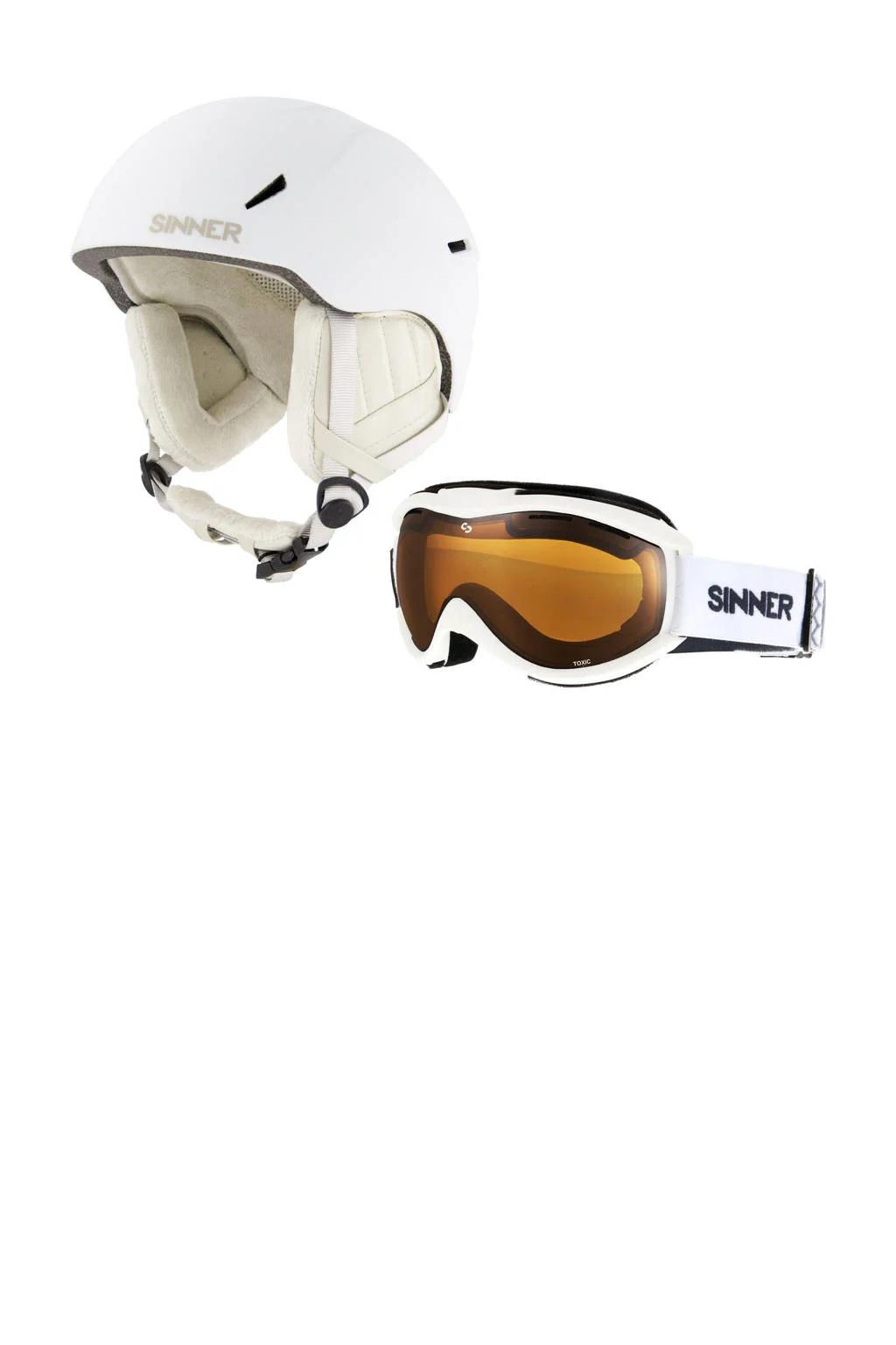 Junior skihelm Crest + skibril Toxic wit