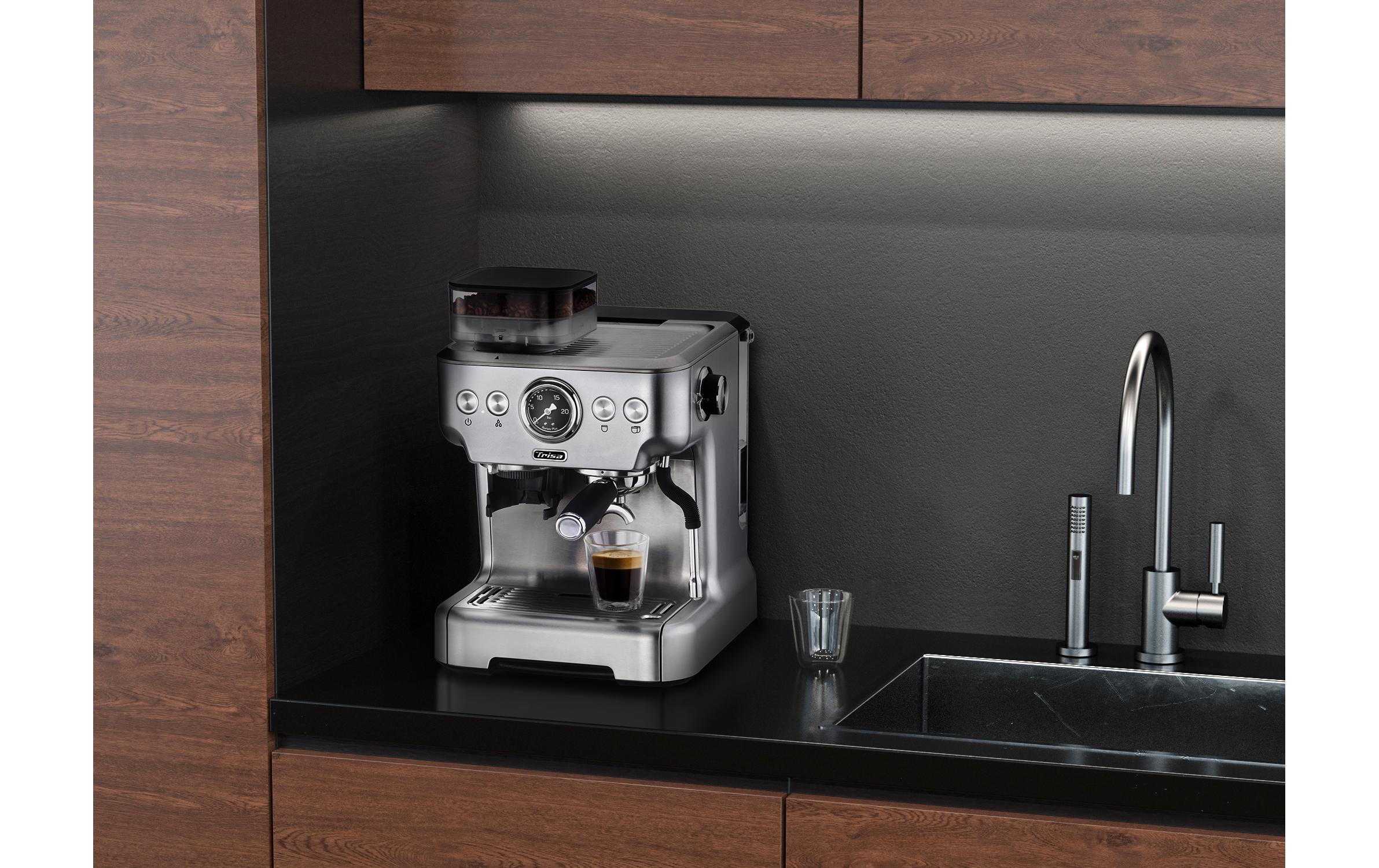 Siebträgermaschine Barista Plus Silber<br>Kaffeemaschine mit Siebträger und integriertem Mahlwerk