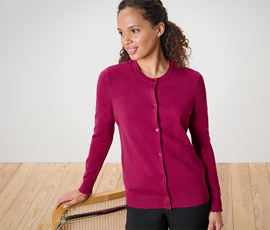Feinstrick-Cardigan mit Wellenkante