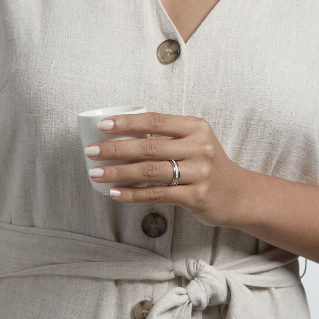 Alliance Serti Grains Ajoures Or Blanc Diamant