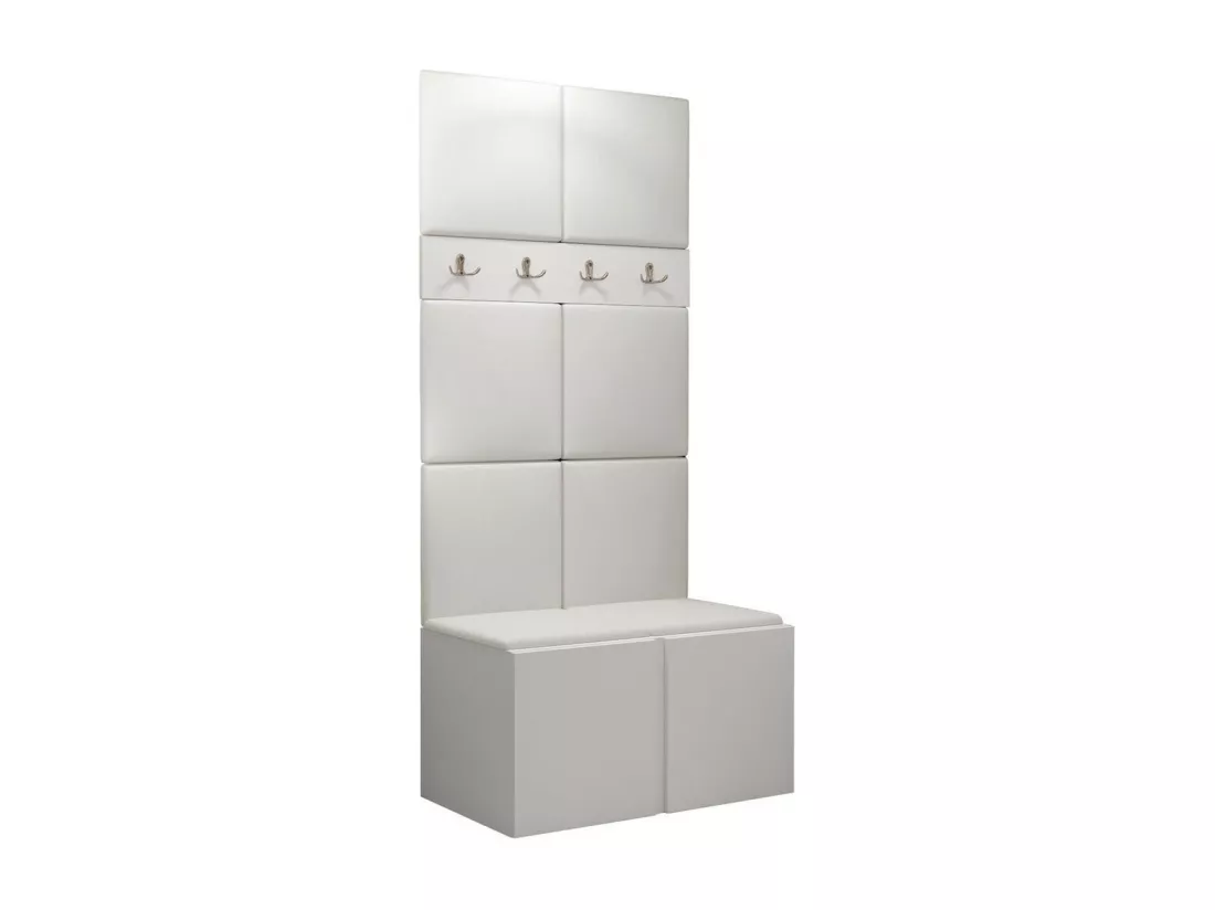 Meuble d'entrée Hartford 267, 186x84x46cm, Blanc, Faux cuir|Stratifié