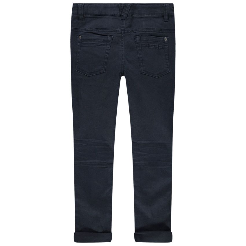 Pantalon à poches uni effet used et crinkle - Bleu marine