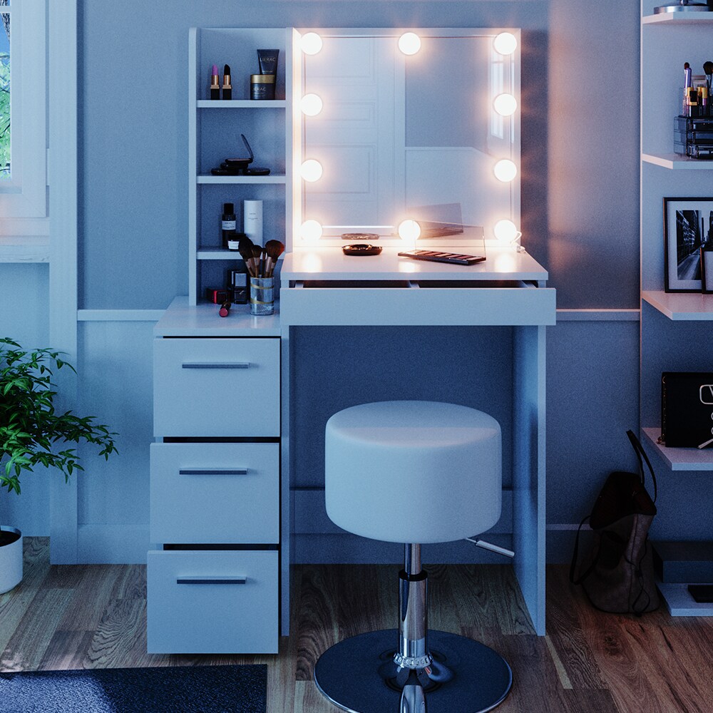 Vicco Schminktisch Frisiertisch Schminkkommode Meryl + LED-Beleuchtung + Hocker