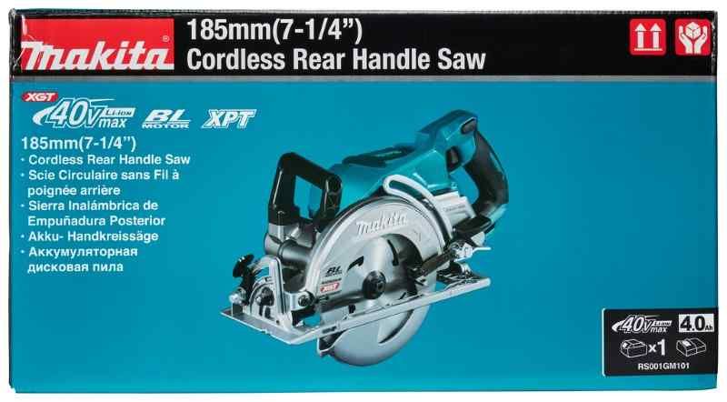 Makita RS001GM101 40 V Max Cirkelzaag 185 mm 4,0 ah accu (1 st), snellader, in doos